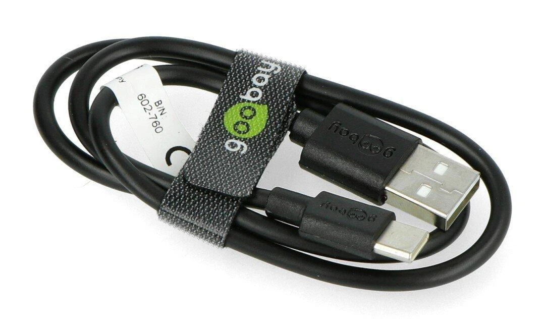 Goobay USB A 2.0 - USB C laidas juodas - 0.5m