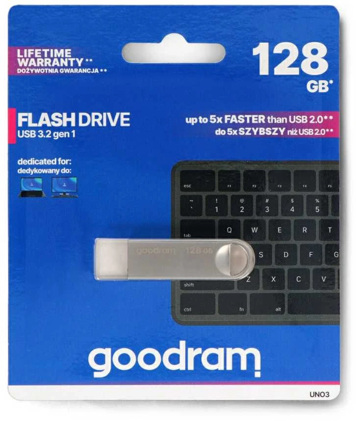 66-323# PENDRIVE GOODRAM atminties kortelė 128GB UNO3 USB3.2