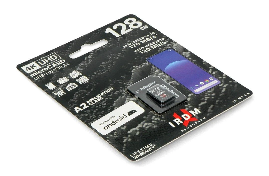 Atminties kortelė GOODRAM 128GB MIKRO KORTELĖ UHS I U3 A2 + ADAPTERIS