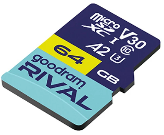Atminties kortelė GOODRAM RIVAL M2AA 64 GB Micro SDXC V30 A2 UHS-I U3 + adapteris (GGSM2AA-0640R12)