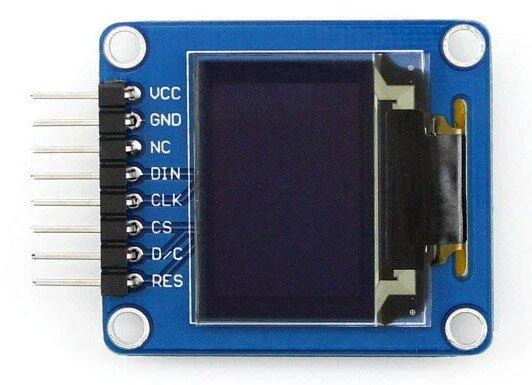 Grafinis OLED spalvotas ekranas 0.95" (A) 96x64px SPI, kampinės jungtys, Waveshare 10507