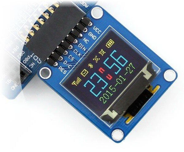 Grafinis OLED spalvotas ekranas 0.95" (A) 96x64px SPI, kampinės jungtys, Waveshare 10507