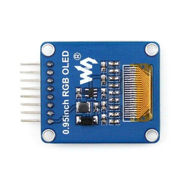 Grafinis OLED spalvotas ekranas 0.95" (A) 96x64px SPI, kampinės jungtys, Waveshare 10507