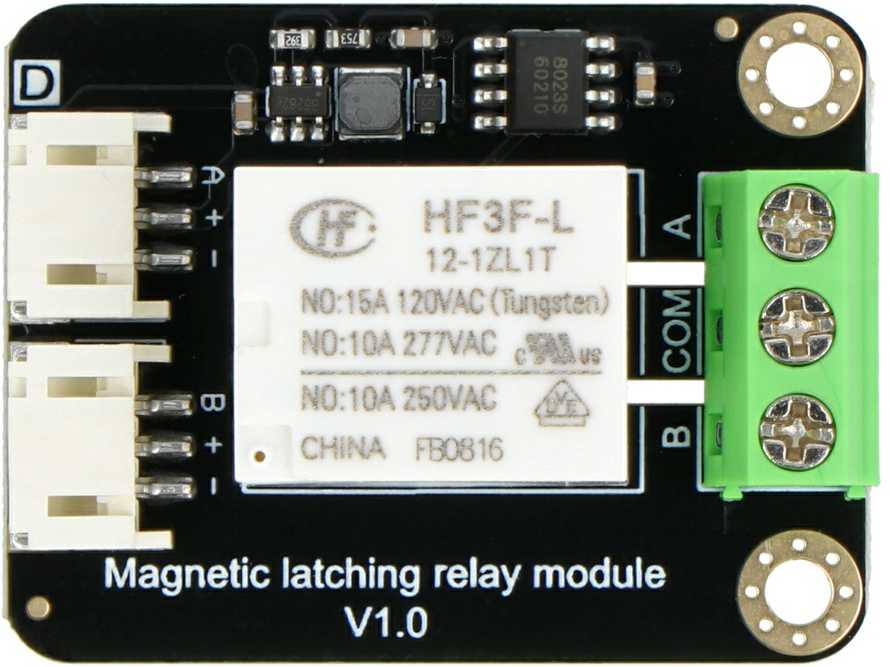 Gravity - 10A/250VAC magnetinė relė su užraktu, skirta Arduino ir ESP32 - DFRobot DFR0996
