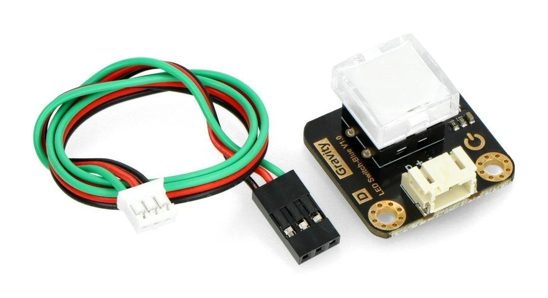 Gravity, LED jungiklis, LED apšviestas mygtukas, mėlynas, DFRobot DFR0789-B