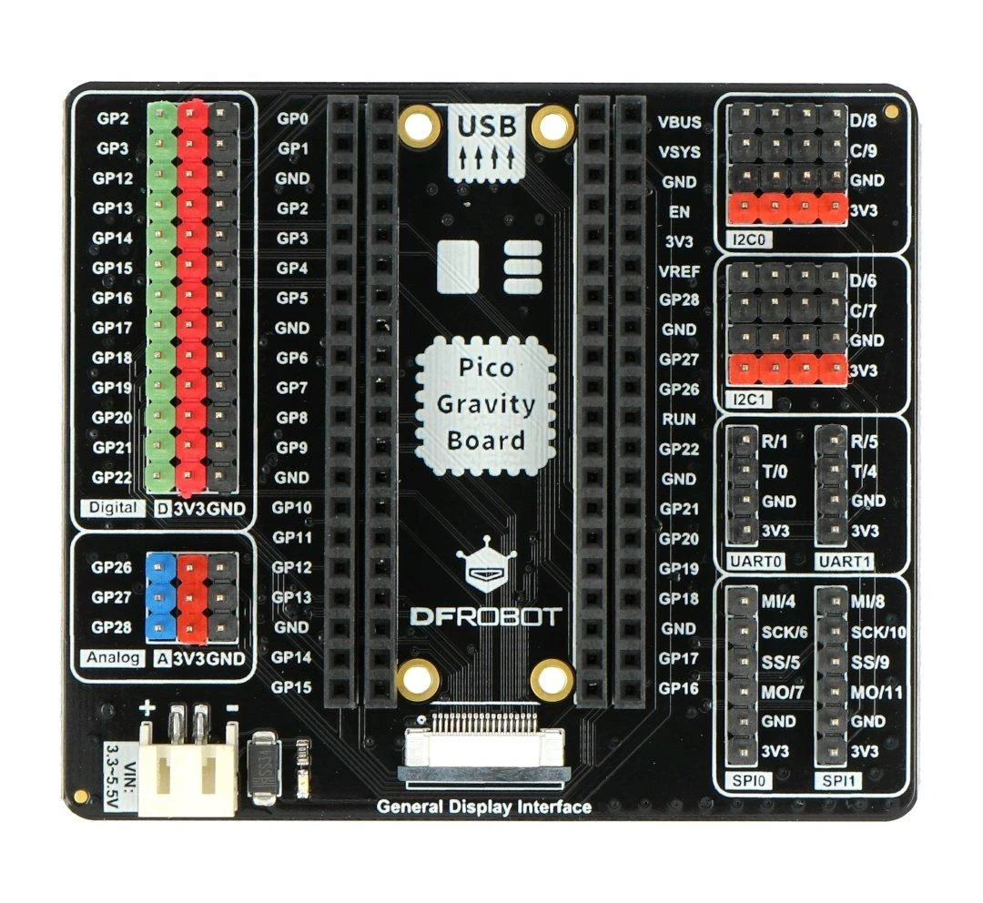 Gravity Raspberry Pi Pico išplėtimo plokštė su GPIO jungtimis