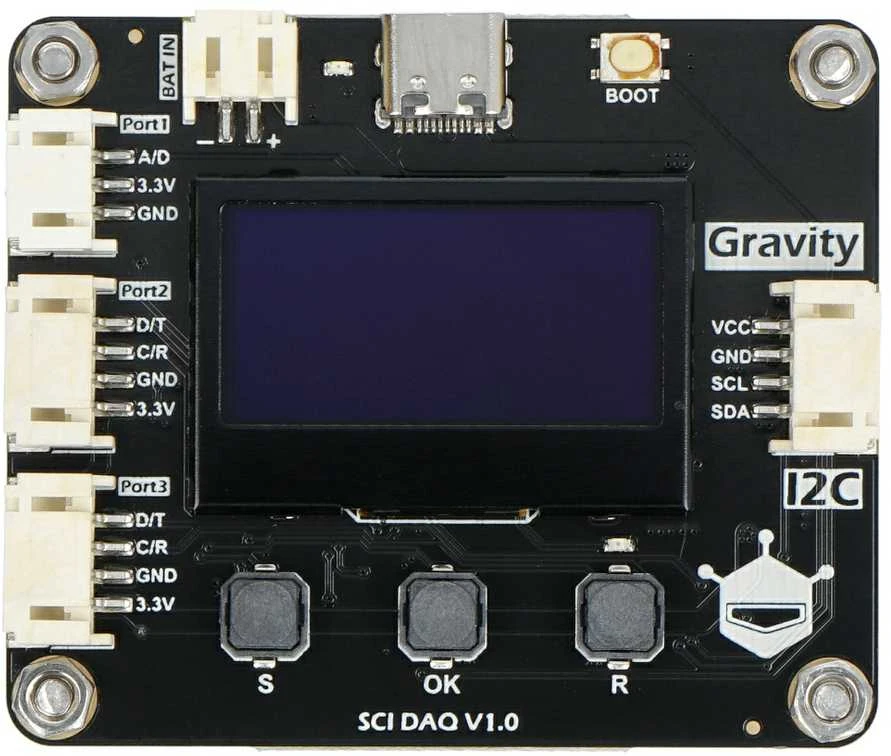 Gravity SCI DAQ duomenų surinkimo modulis su ekranu
