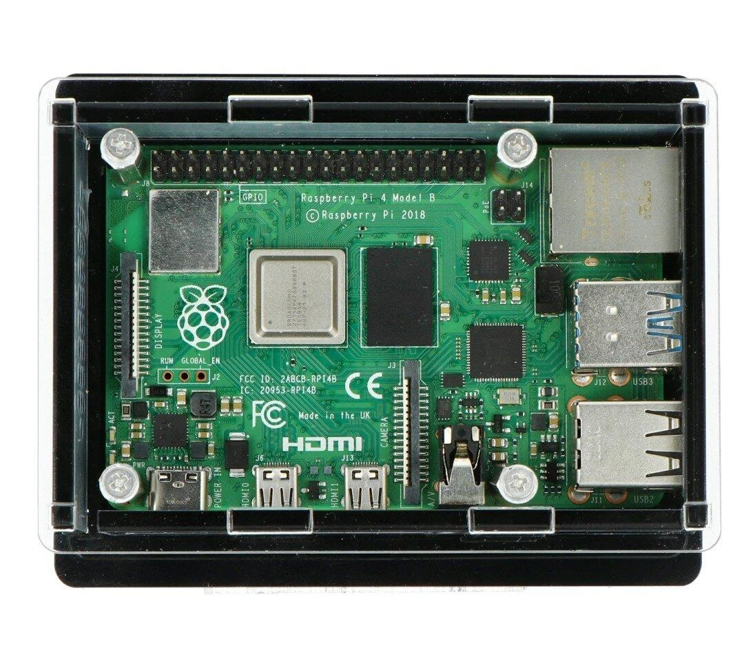 Gravlaser Dėklas Raspberry Pi 4B dėžei V2, skirtas DIN bėgiui - juodas-skaidrus
