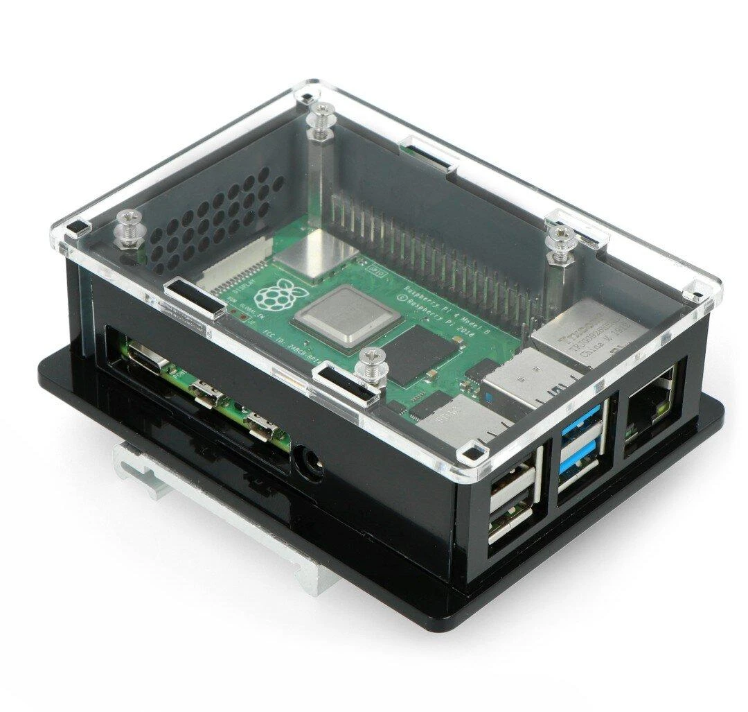 Raspberry Pi 4B dėklas su DIN bėgelio laikikliu