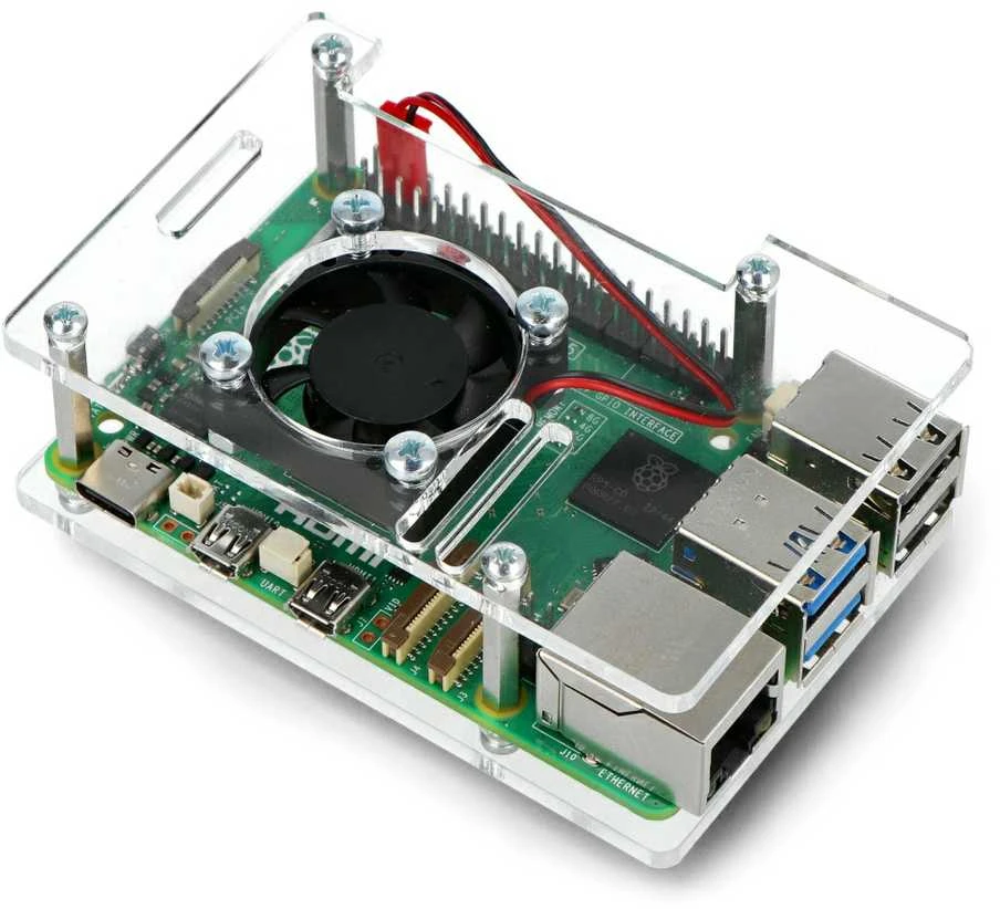 Gravlaser Dėklas Raspberry Pi 5 - atidaromas su ventiliatoriumi - skaidrus