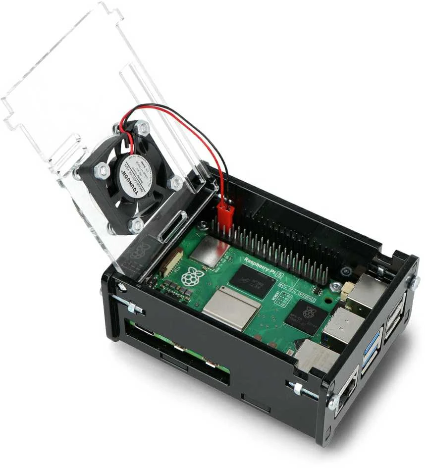 Raspberry Pi 5 Argon dėklas su atverčiamu ventiliatoriumi