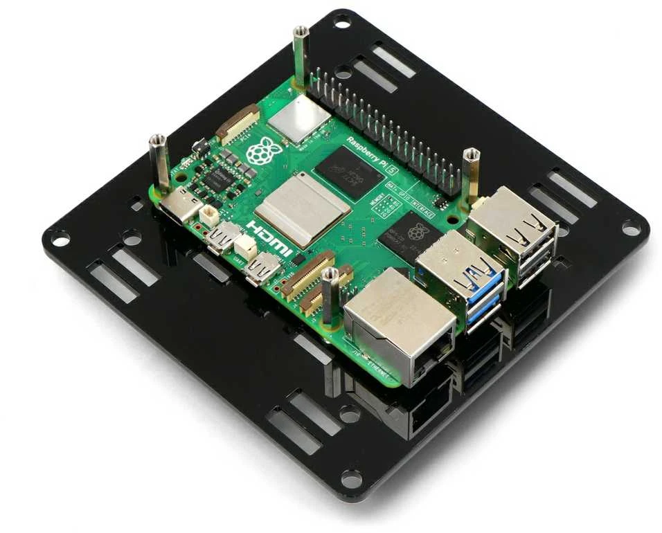 Gravlaser Dėklas Raspberry Pi 5 Vesa v2 tvirtinimui ant monitoriaus - juodas