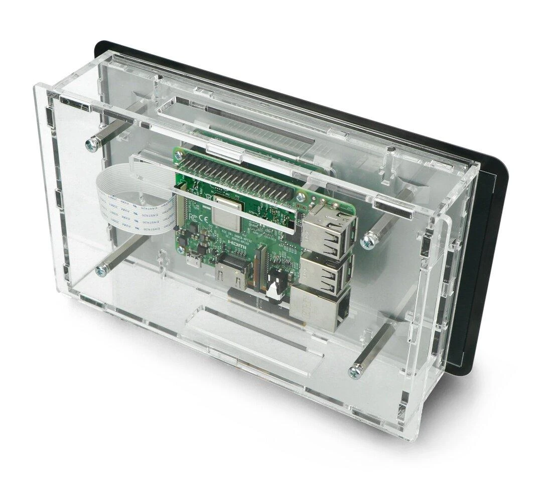 Gravlaser skaidrus Raspberry Pi dėklas su komponentais