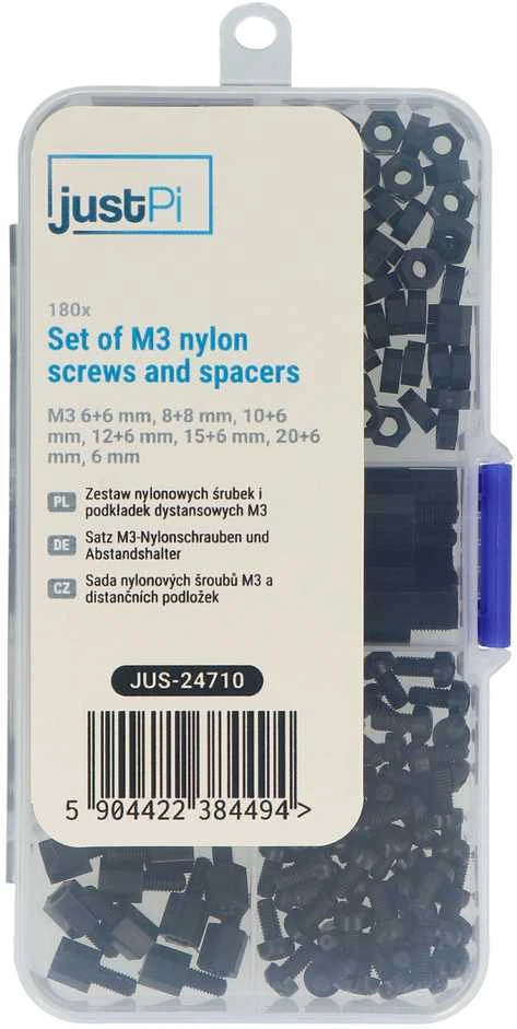 Grąžtas M3 nailono varžtų ir tarpiklių rinkinys - 180 vnt, - justPi