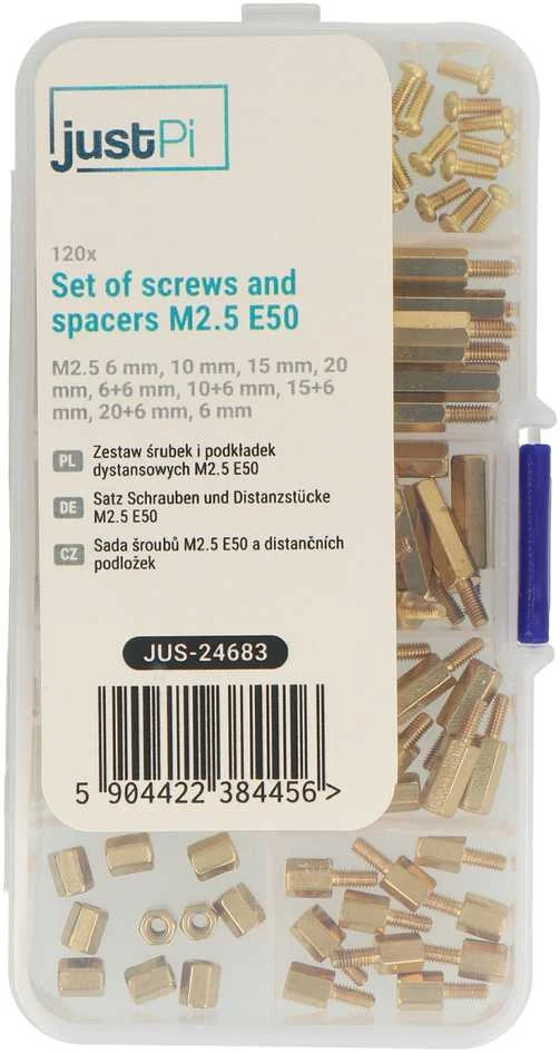 Grąžtas Varžtų ir tarpiklių rinkinys M2.5 E50 - 120 vnt, - justPi