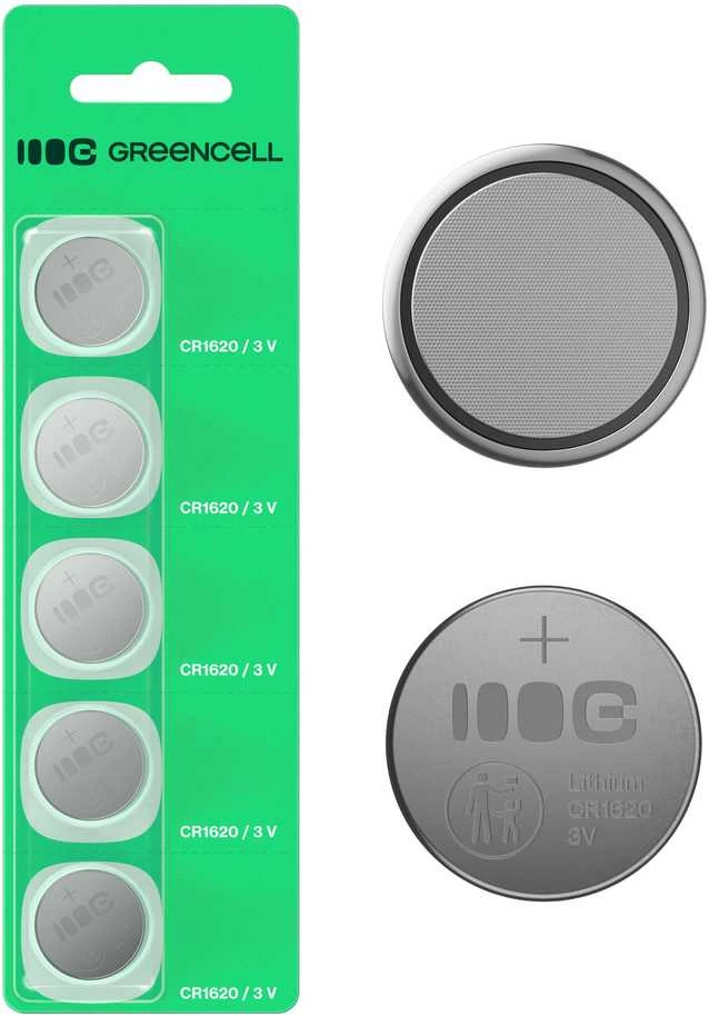 Green Cell CR1620 3V baterijų rinkinys pakuotėje