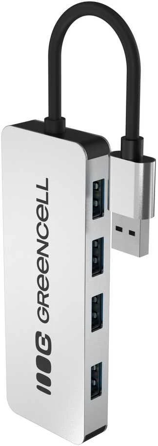 Green Cell USB-A 4in1 HUB adapteris su aliuminio korpusu