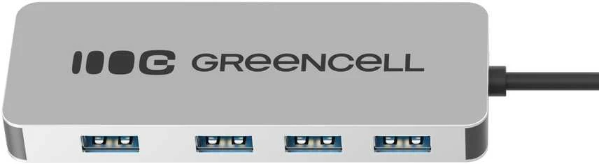 Green Cell USB-A 4in1 šakotuvas, matomas iš šono
