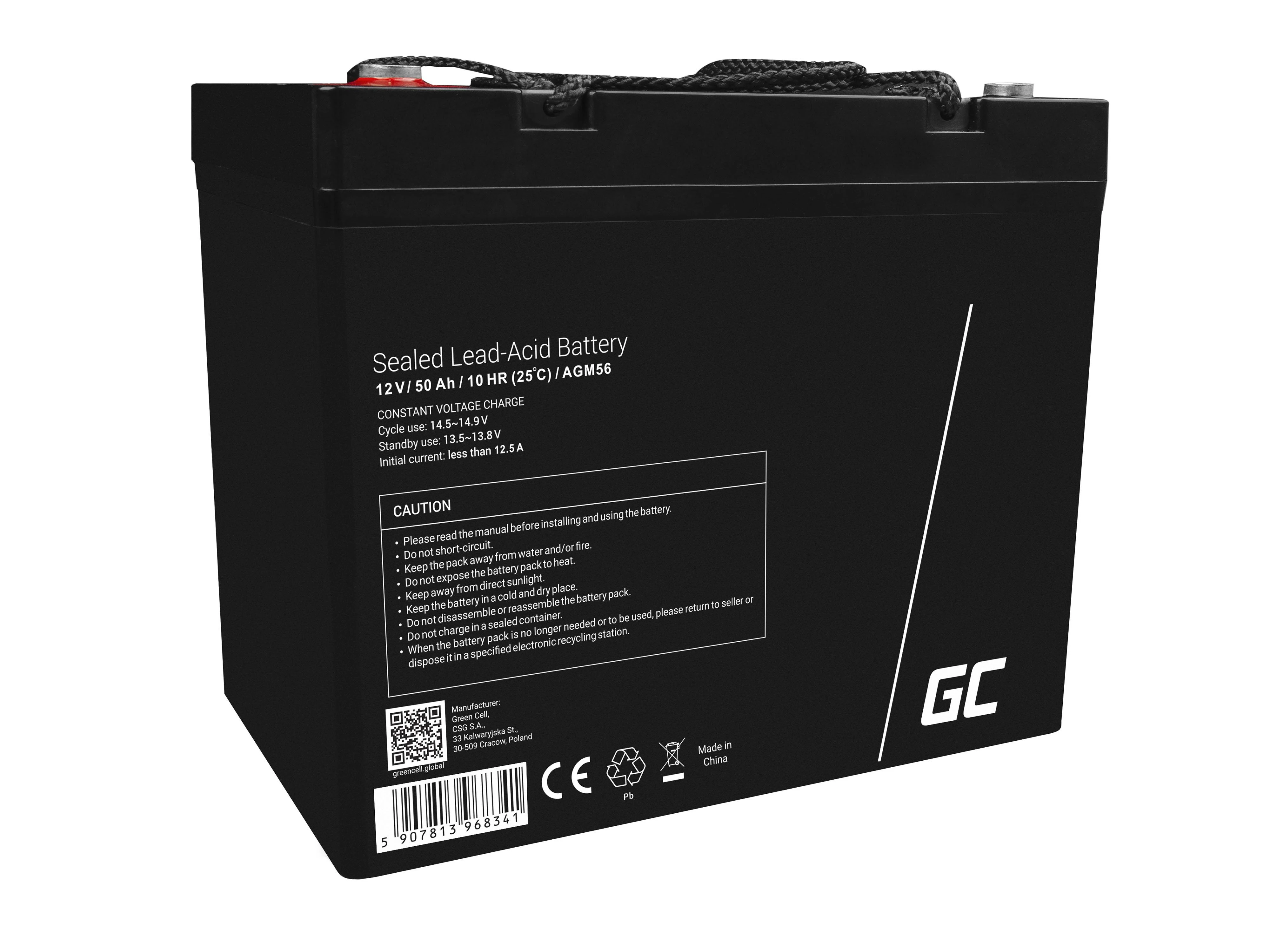 Green Cell Žalias Cell GREENCELL AGM 12V 50Ah VRLA Baterija Gel deep cycle