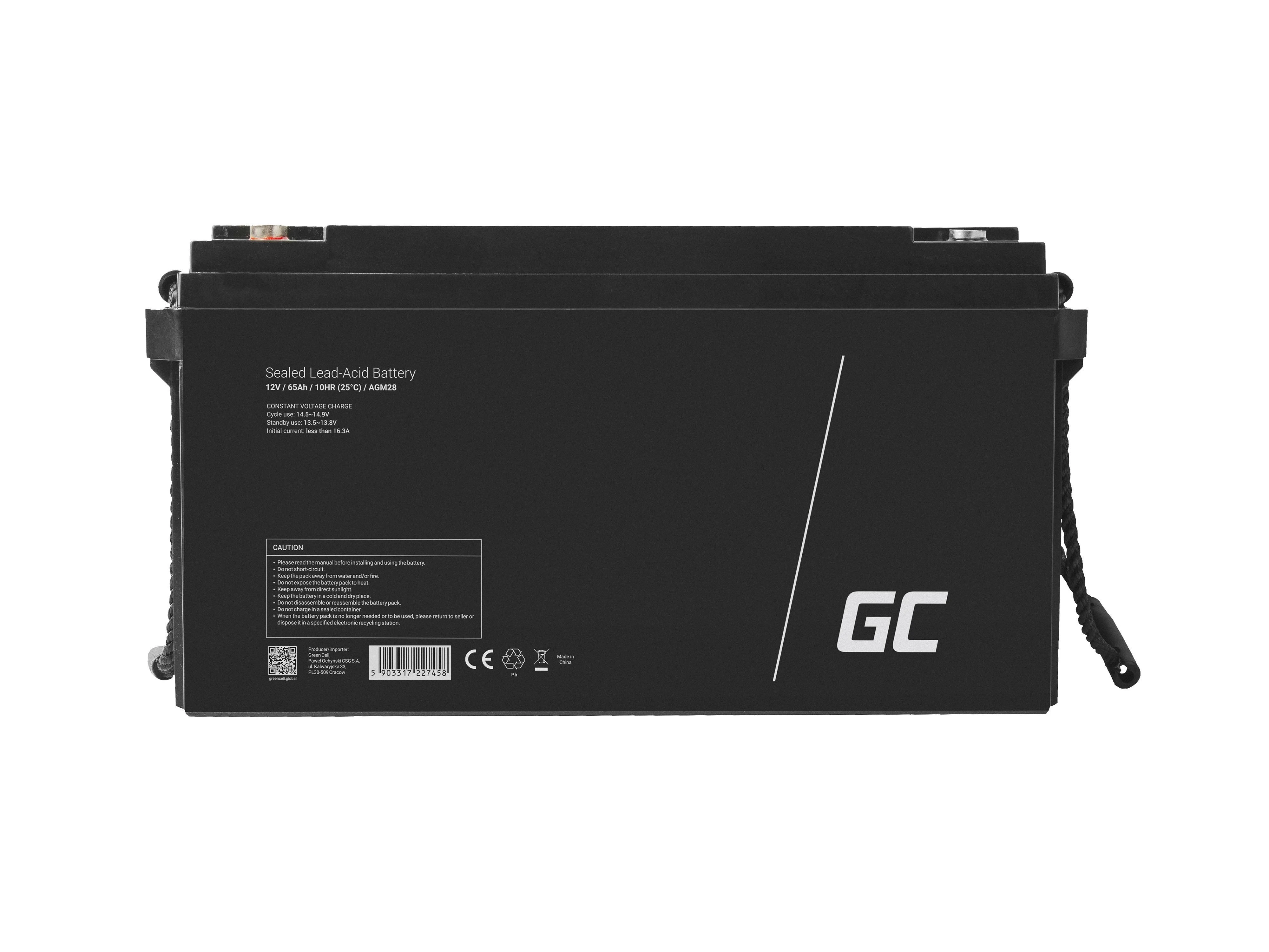 Green Cell Žalias Cell Akumuliatorius AGM VRLA Žalias Cell 12V 65Ah