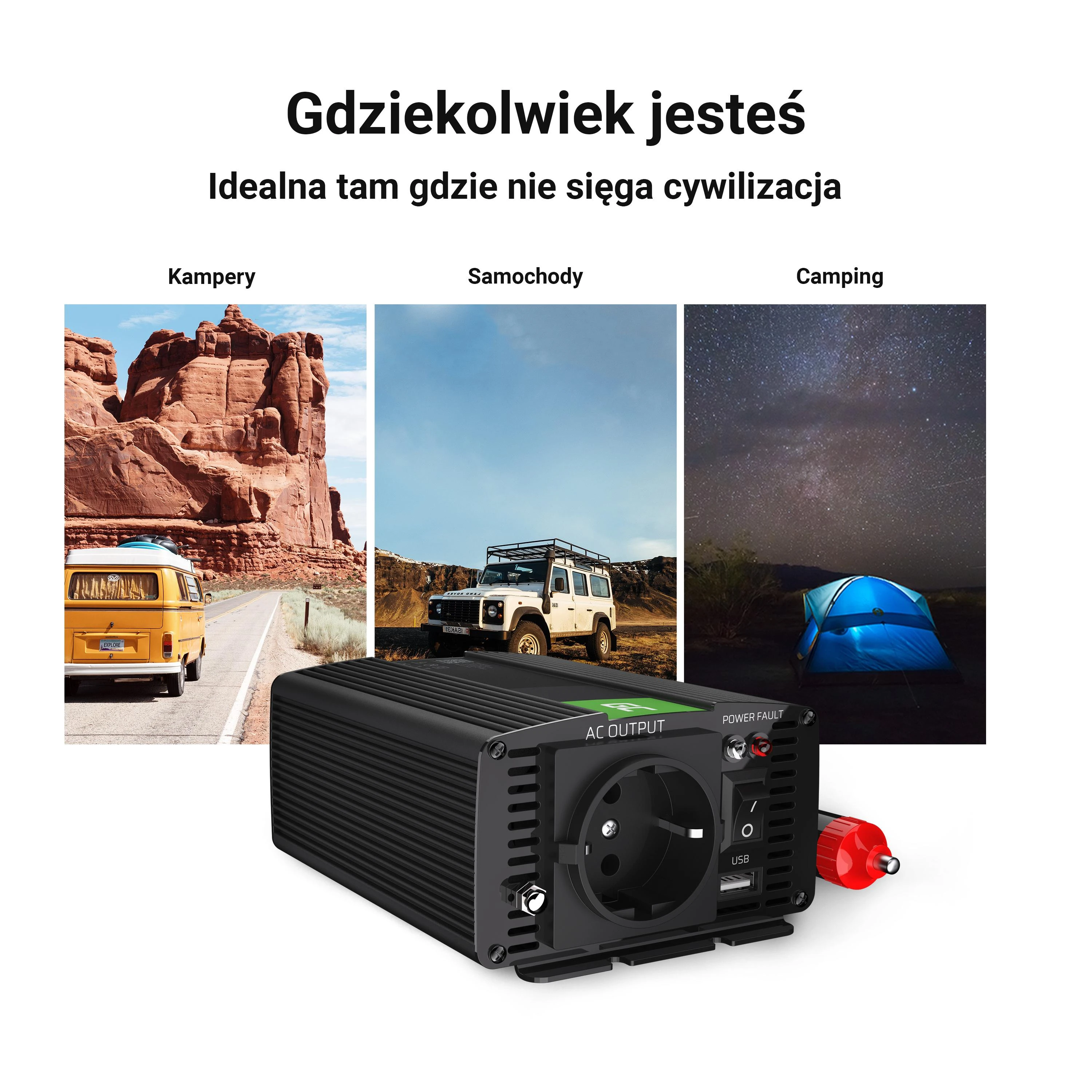 Green Cell Žalias Cell Auto įtampos keitiklis Žalias Cell ® 12V iki 230V, 300W / 600W Pilnas sinusoidinis