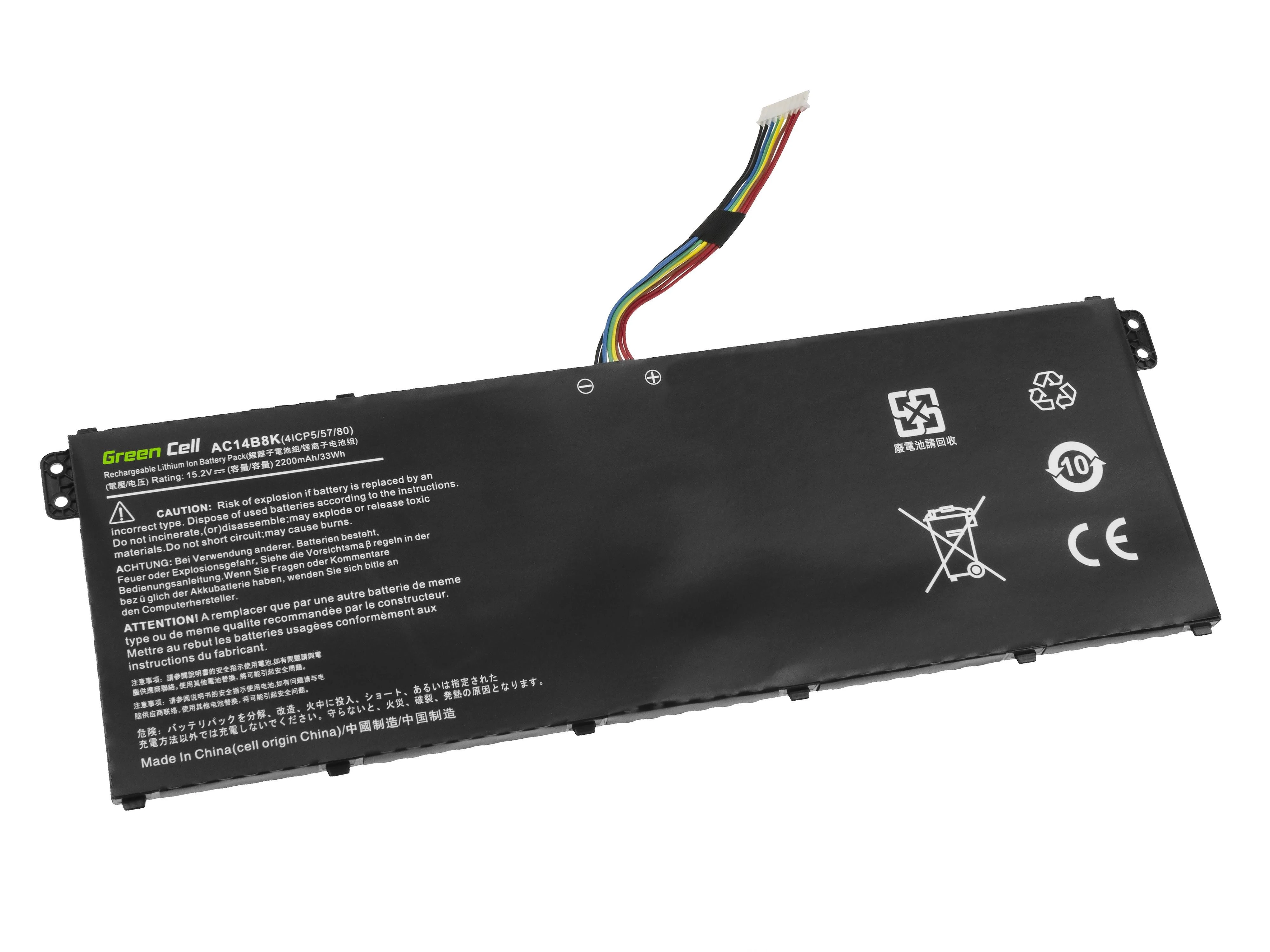 Green Cell Žalias Cell GREENCELL Baterija AC14B3K AC14B8K, skirta Acer Aspire 5 A515 A517 R15 R5-571T Spin 3 SP315-51 SP513-51 Swift 3 SF314-52