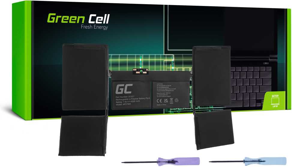 Green Cell Žalias Cell Žalias Cell baterija A1527, skirta Apple MacBook 12 A1534 (2015 m, pradžia, 2016 m, pradžia, 2017 m, vidurys)