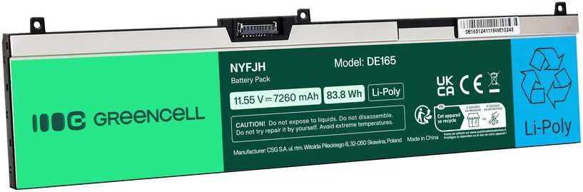 Green Cell „Žalias Cell“ baterija NYFJH-6C 0NYFJH 0RY3F9 0VRX0J, skirta „Dell Precision 15 7530 7540“