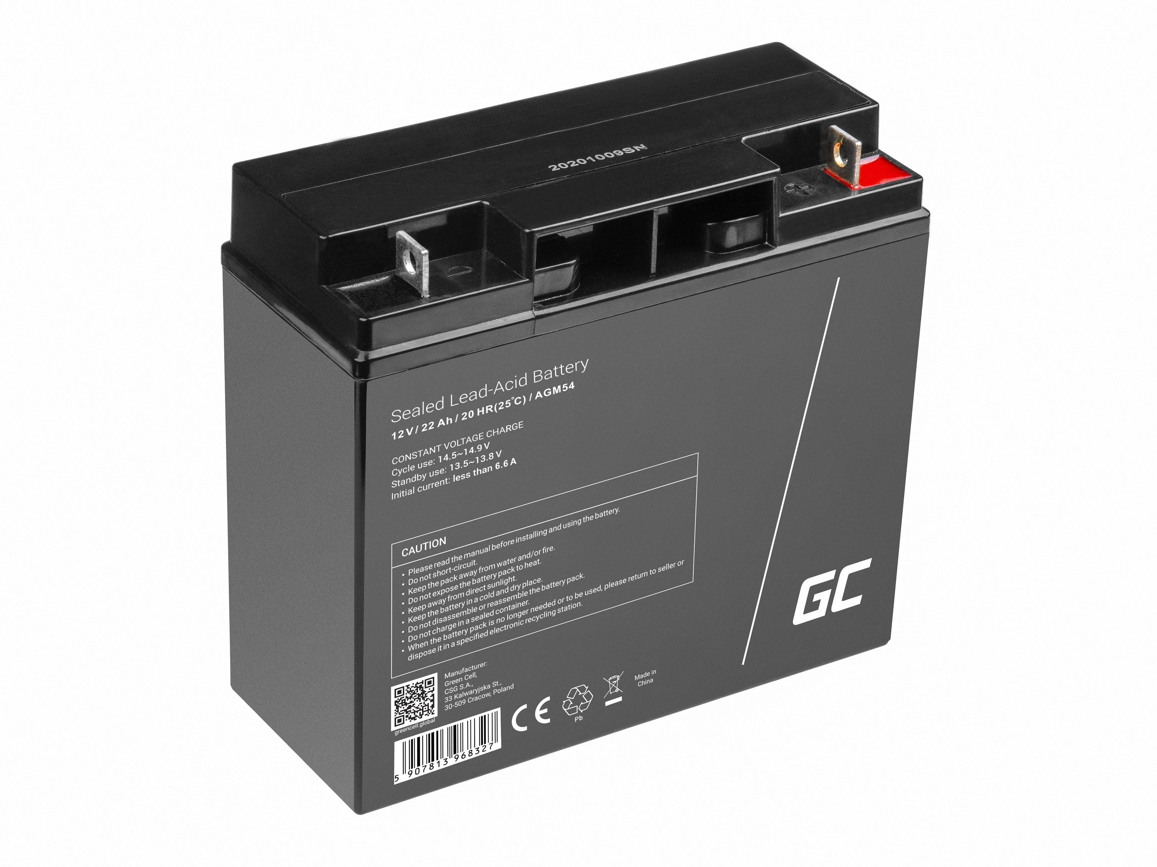 Green Cell Žalias Cell GreenCell® AGM 12V 22Ah VRLA Baterija Gel gilaus dviračio motorolerio vejapjovės valčių barža vejapjovė traktoriaus žvejybos valtis