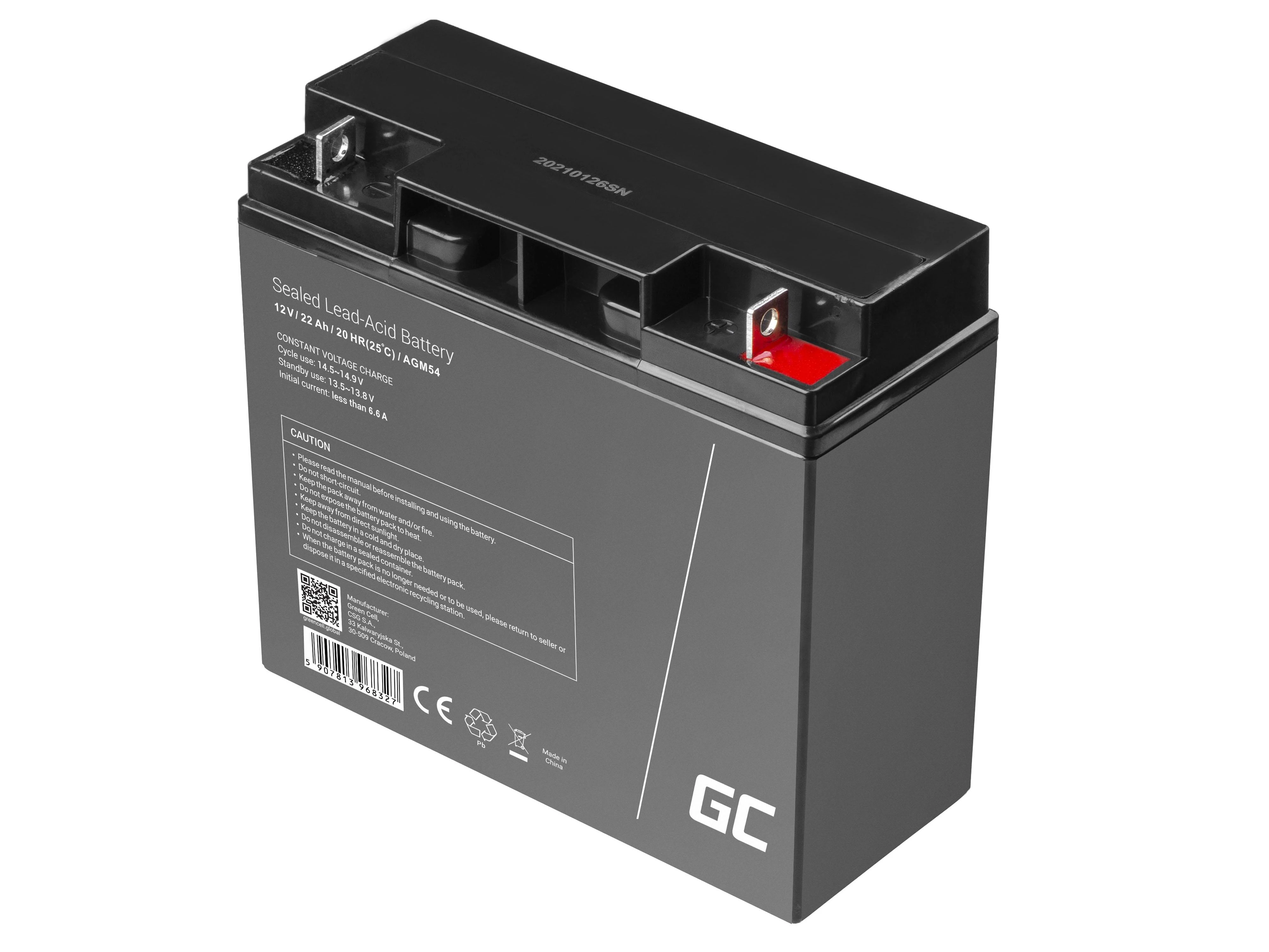 Green Cell Žalias Cell GreenCell® AGM 12V 22Ah VRLA Baterija Gel gilaus dviračio motorolerio vejapjovės valčių barža vejapjovė traktoriaus žvejybos valtis