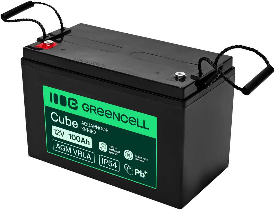 Green Cell Žalias Cell Greencell AGM VRLA 12 V 100 Ah nereikalaujantis priežiūros akumuliatorius UPS, svarstyklėms, kemperiams (332 x 175 x 220 mm)