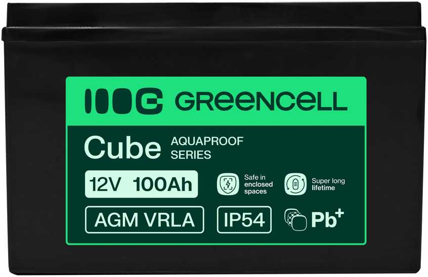 Green Cell Žalias Cell Greencell AGM VRLA 12 V 100 Ah nereikalaujantis priežiūros akumuliatorius UPS, svarstyklėms, kemperiams (332 x 175 x 220 mm)