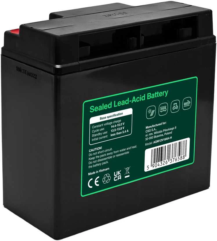 Green Cell Žalias Cell Greencell AGM VRLA 12 V 18 Ah nereikalaujanti priežiūros baterija kasos aparatams, žaislams, fotoaparatams (181 x 77 x 167 mm)