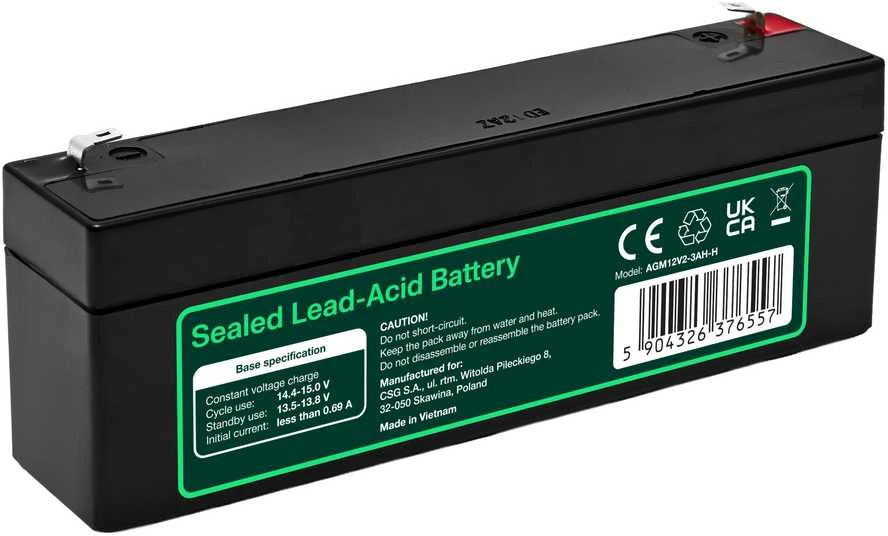 Green Cell Žalias Cell Greencell AGM VRLA 12 V 2.5 Ah nereikalaujanti priežiūros baterija kasos aparatams, žaislams, fotoaparatams (178 x 36 x 66 mm)