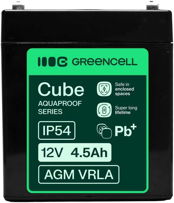 Green Cell Žalias Cell Greencell AGM VRLA 12 V 4.5 Ah nereikalaujanti priežiūros baterija kasos aparatams, žaislams, fotoaparatams (90 x 70 x 106 mm)