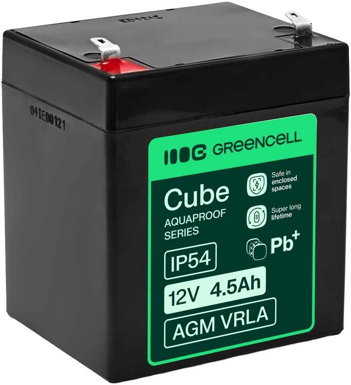 Green Cell Žalias Cell Greencell AGM VRLA 12 V 4.5 Ah nereikalaujanti priežiūros baterija kasos aparatams, žaislams, fotoaparatams (90 x 70 x 106 mm)