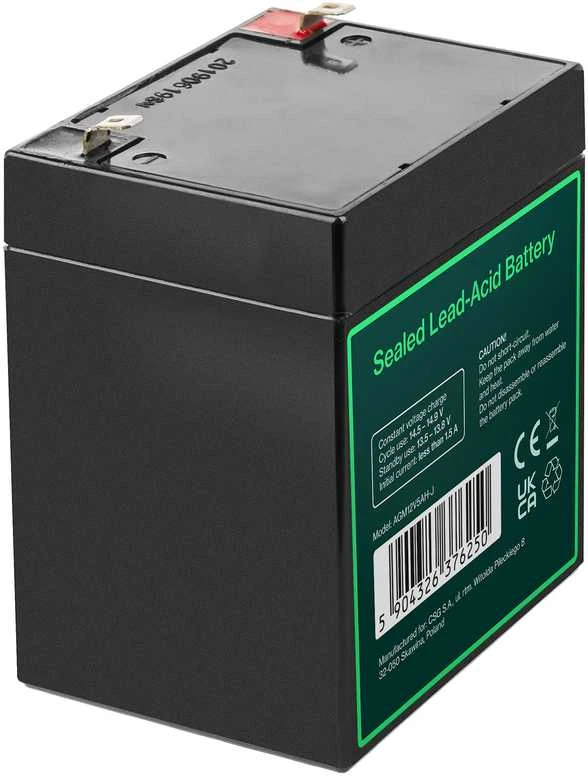 Green Cell Žalias Cell Greencell AGM VRLA 12 V 5 Ah nereikalaujanti priežiūros baterija kasos aparatams, žaislams, fotoaparatams (91 x 70 x 102 mm)