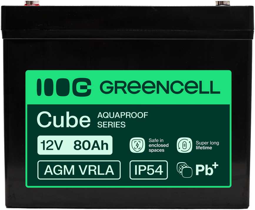 Green Cell Žalias Cell Greencell AGM VRLA 12 V 80 Ah nereikalaujantis priežiūros akumuliatorius UPS, svarstyklėms, kemperiams (260 x 168 x 216 mm)