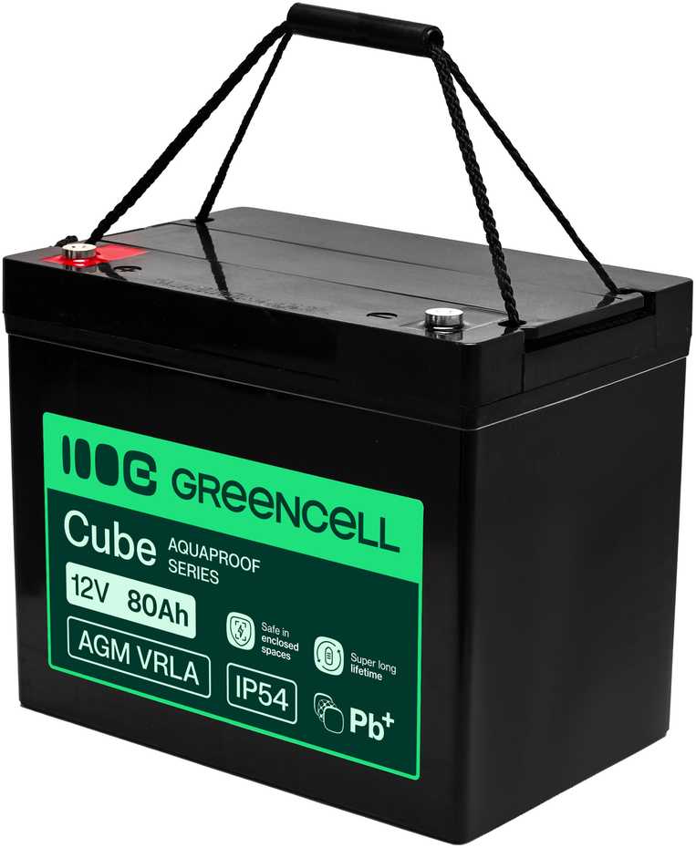 Green Cell Žalias Cell Greencell AGM VRLA 12 V 80 Ah nereikalaujantis priežiūros akumuliatorius UPS, svarstyklėms, kemperiams (260 x 168 x 216 mm)