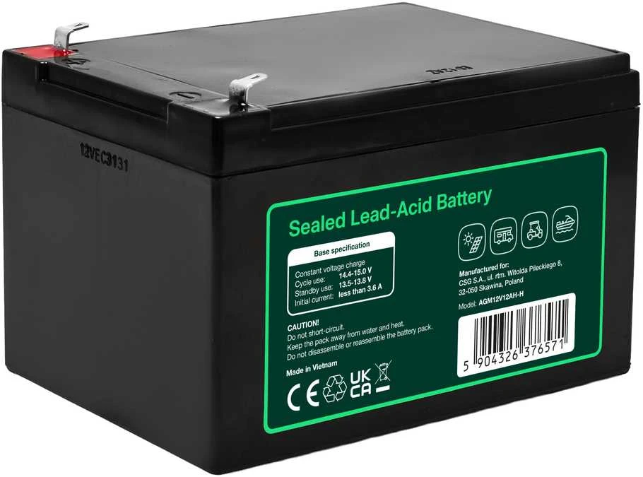 Green Cell Žalias Cell Greencell AGM VRLA 12V 12Ah nereikalaujanti priežiūros baterija kasos aparatams, žaislams, fotoaparatams (151x98.5x95mm)