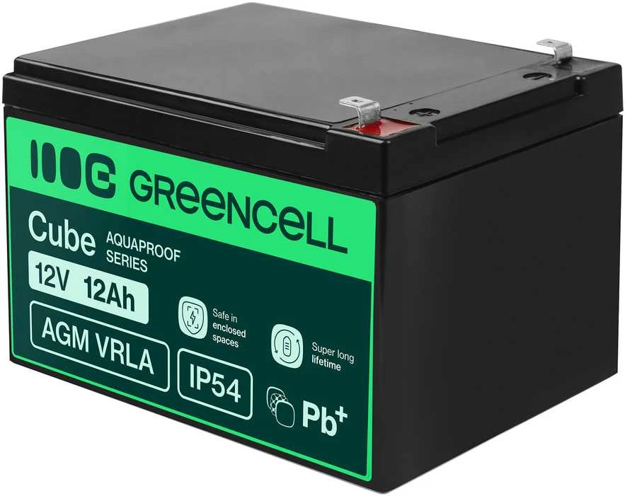 Green Cell Žalias Cell Greencell AGM VRLA 12V 12Ah nereikalaujanti priežiūros baterija kasos aparatams, žaislams, fotoaparatams (152x99x100mm)