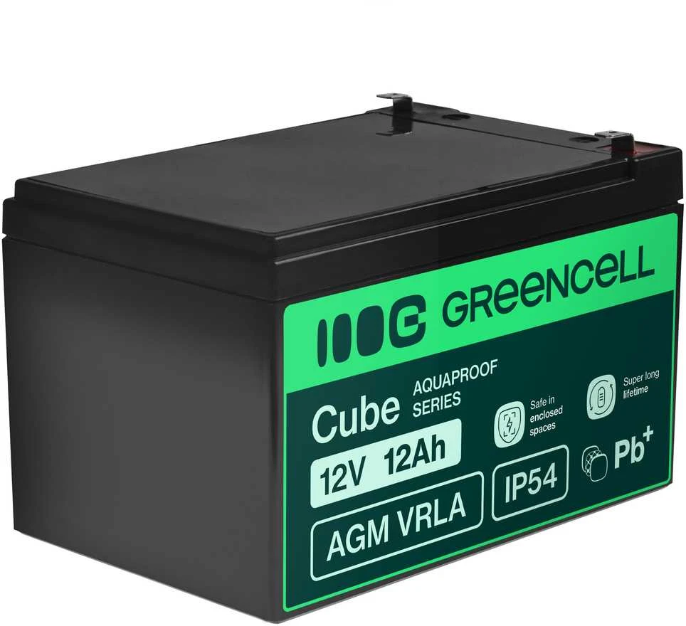 Green Cell Žalias Cell Greencell AGM VRLA 12V 12Ah nereikalaujanti priežiūros baterija kasos aparatams, žaislams, fotoaparatams (152x99x100mm)