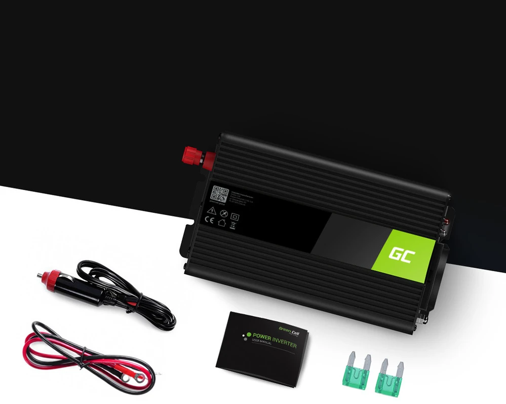 Green Cell Greencell maitinimo keitiklis nuo 24 V iki 230 V, 500 W / 1000 W, modifikuota sinusoidė - LIZDAS