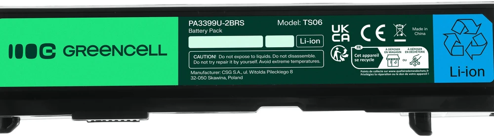 Green Cell Greencell PA3399U-2BRS baterija, skirta Toshiba Satellite A100 A105 M100 Satellite Pro A100 Equium A100 - OUTPUT