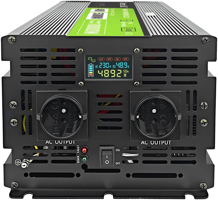 Green Cell Greencell PowerInverter LCD 48 V 5000 W / 10000 W automobilio keitiklis su ekranu – gryna sinusoidė – LIZDAS