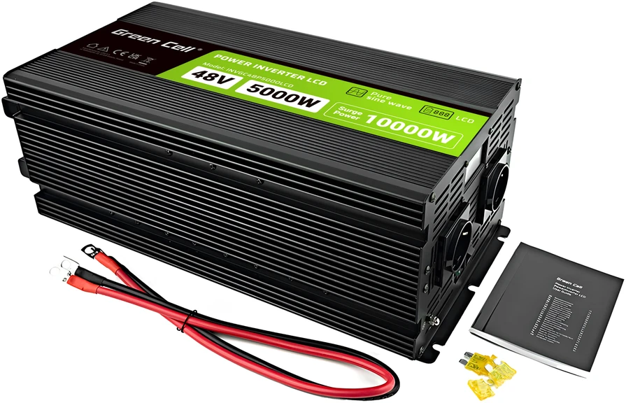 Green Cell Greencell PowerInverter LCD 48 V 5000 W / 10000 W automobilio keitiklis su ekranu – gryna sinusoidė – LIZDAS