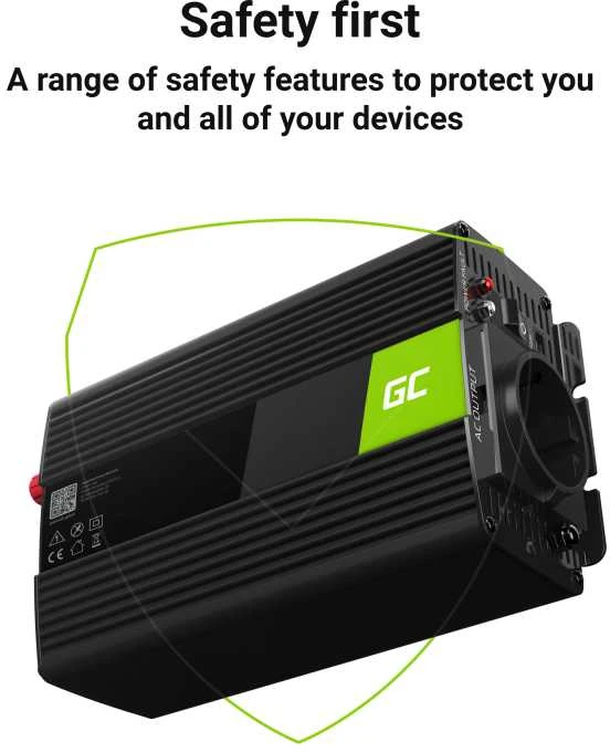 Green Cell Žalias Cell Inverteris 12V/230V 1000W/2000W Sinusinė išėjimo įtampa Žalias Cell