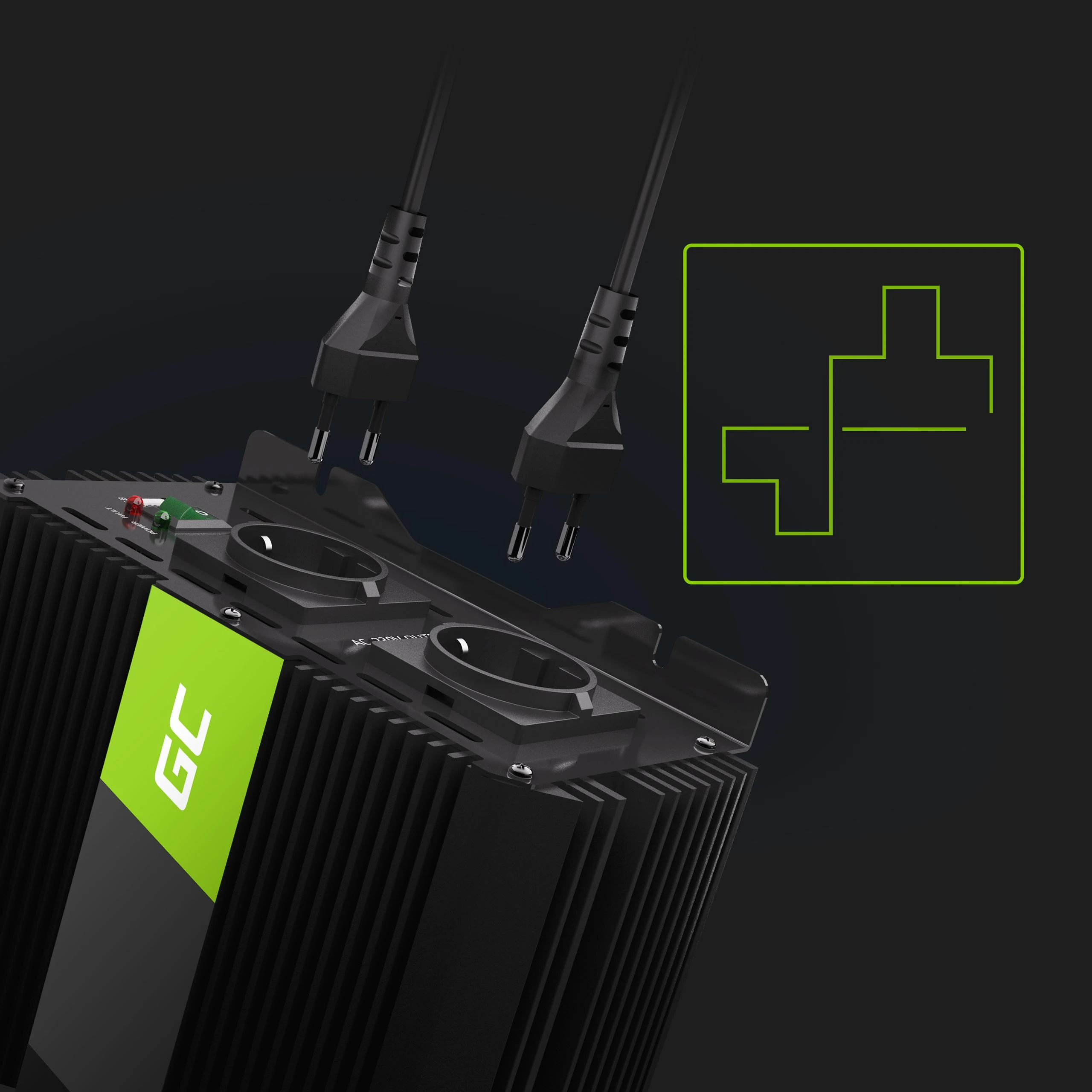 Green Cell Žalias Cell Inverteris 12V/230V 3000W/6000W modifikuota išėjimo įtampa Žalias Cell