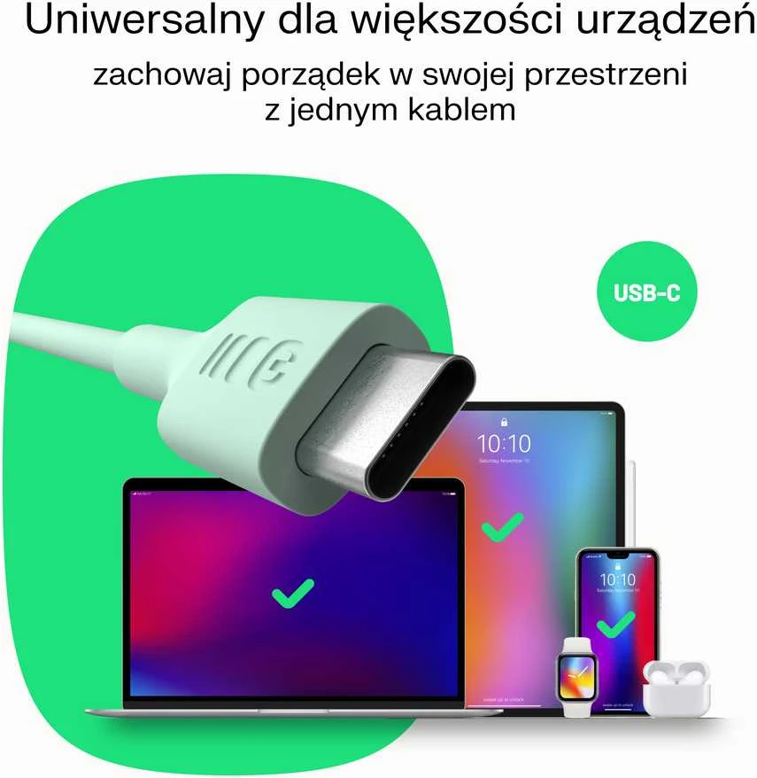 Green Cell LAIDAS KABGC100PF30PB USB-C/USB-C POWERFLEX 0.3 m Žalias Cell