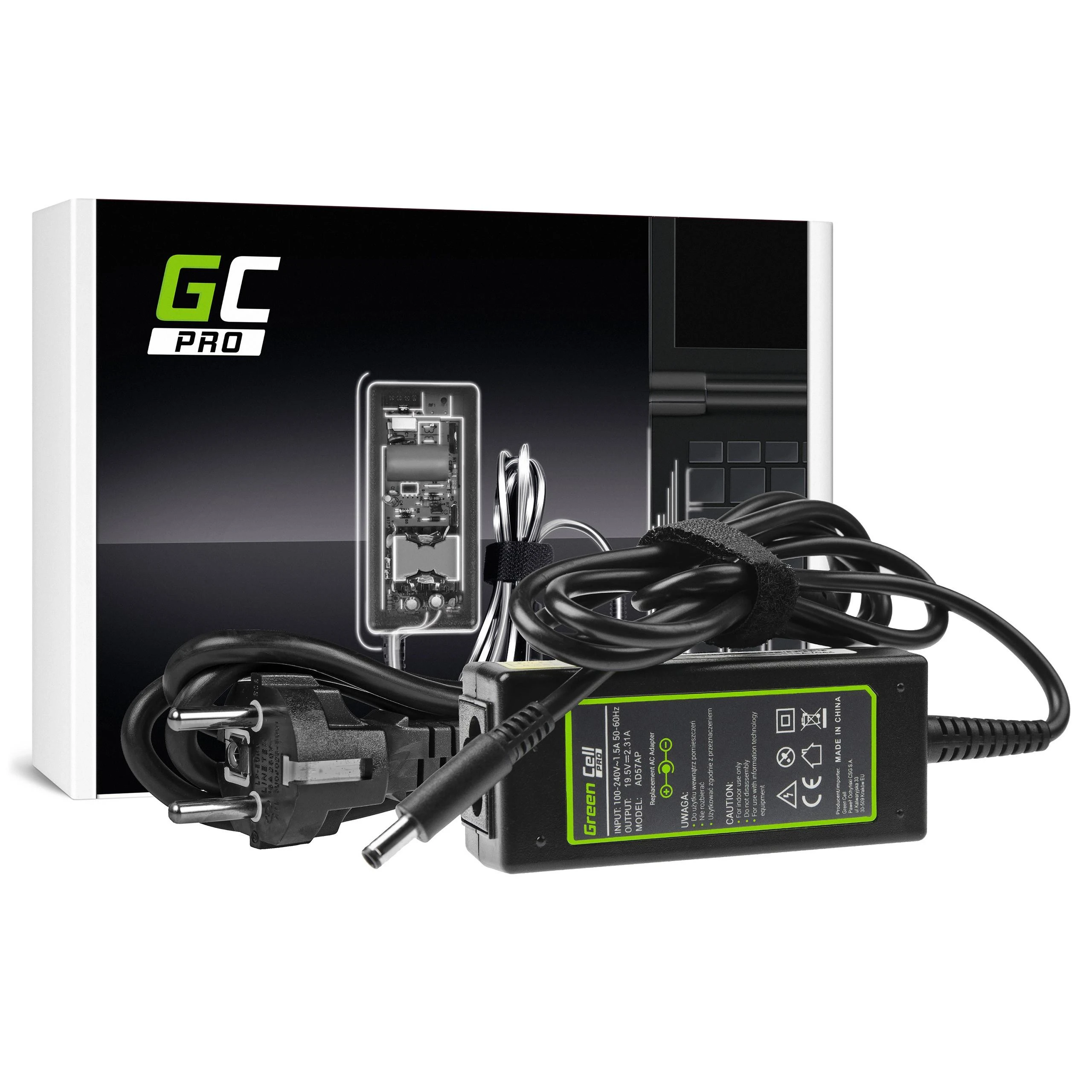 Green Cell Žalias Cell GREENCELL AD57AP įkroviklis / kintamosios srovės adapteris Žalias Cell PRO 19.5V 2.31A 45W, skirtas Dell XPS 13 9343 9350 93